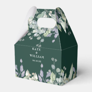 Lilac Greenery Floral Emerald Green Wedding Favor Box