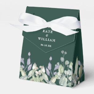 Lilac Greenery Floral Emerald Green Wedding Favor Box