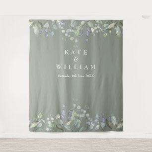 Lilac Greenery Sage Green Wedding Photo Backdrop Tapestry