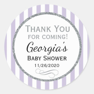 Lilac Grey Baby Shower Thank You Favour Tags
