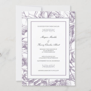 Lilac & Grey Botanical Floral Wedding Invitation