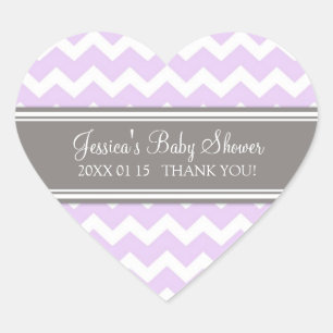Lilac Grey Chevron Baby Shower Favour Stickers
