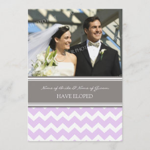 Lilac Grey Chevron Photo Elopement Announcement
