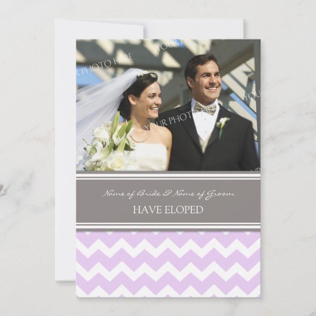 Lilac Grey Chevron Photo Elopement Faire-part (Devant)