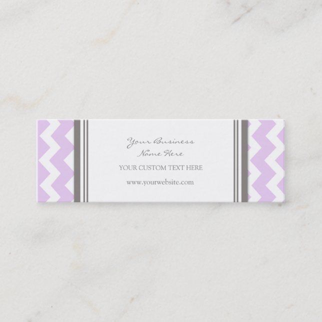 Lilac Grey Chevron Retro Business Cards (Front)