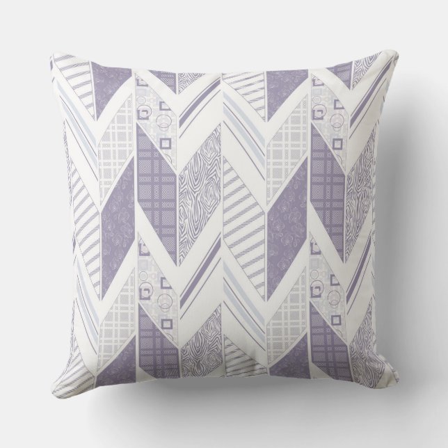 Lilac Grey Geometric Patchwork Pattern for Home De Throw Pillow (Back)