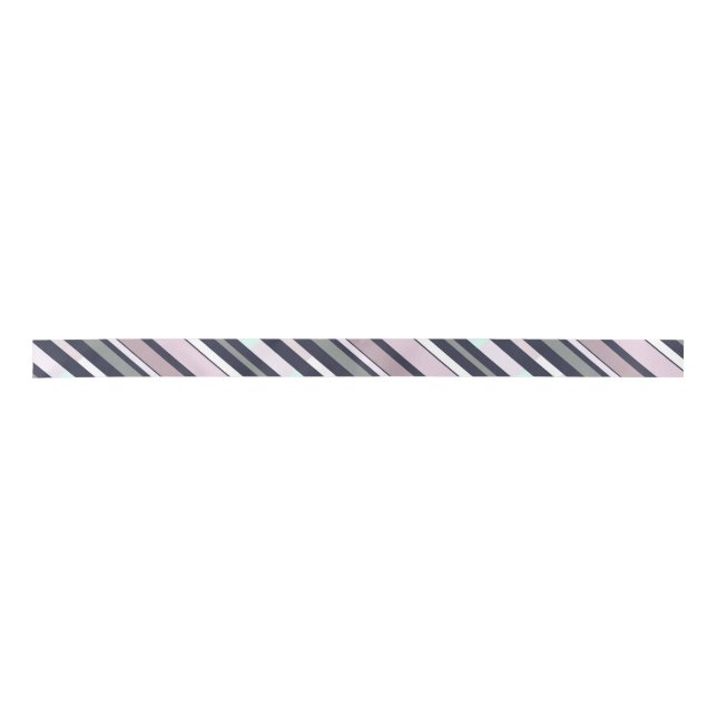 Lilac Grey Pastel Pink Elegant Stripe Patterned Satin Ribbon (Front)