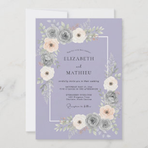 Lilac Grey Petal Wedding Invitation