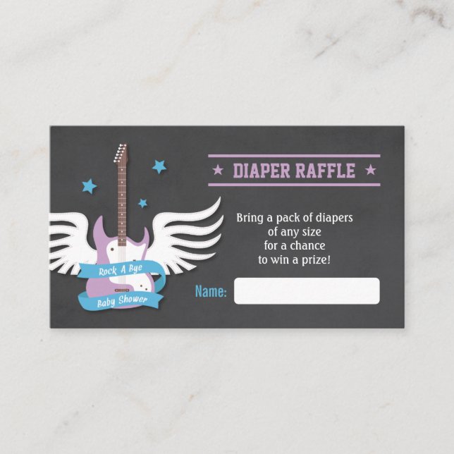 Lilac Guitar Rock a Bye Diaper Raffle Version 2 Enclosure Card (Front)