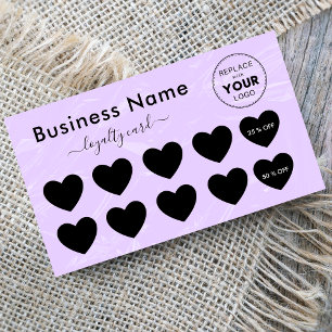 Lilac & Heart Add Your Logo Discount Minimal Girly Loyalty Card