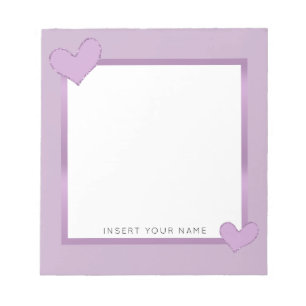 Lilac Hearts Personalized Notepad 5.5" x 6"