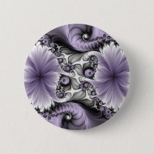 Lilac Illusion Abstract Floral Fractal Art Fantasy 2 Inch Round Button