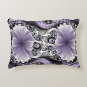 Lilac Illusion Abstract Floral Fractal Art Fantasy Accent Pillow