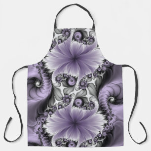 Lilac Illusion Abstract Floral Fractal Art Fantasy Apron