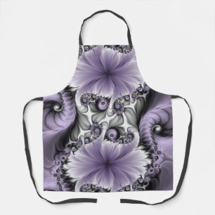 Lilac Illusion Abstract Floral Fractal Art Fantasy Apron
