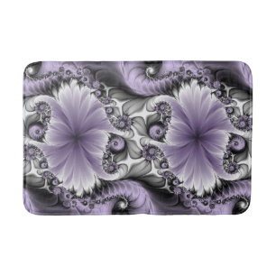 Lilac Illusion Abstract Floral Fractal Art Fantasy Bath Mat