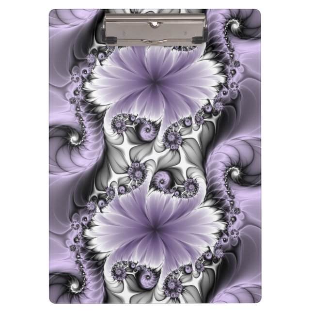 Lilac Illusion Abstract Floral Fractal Art Fantasy Clipboard (Front)