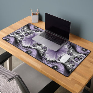 Lilac Illusion Abstract Floral Fractal Art Fantasy Desk Mat