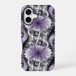 Lilac Illusion Abstract Floral Fractal Art Fantasy iPhone 16 Case