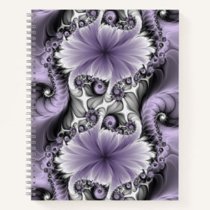 Lilac Illusion Abstract Floral Fractal Art Fantasy Notebook