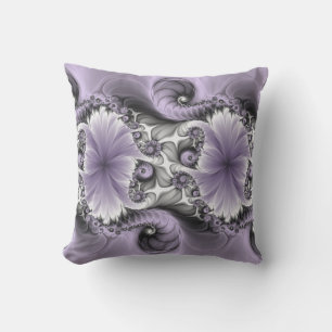 Lilac Illusion Abstract Floral Fractal Art Fantasy Outdoor Pillow