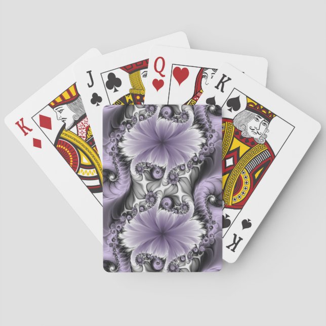 Lilac Illusion Abstract Floral Fractal Art Fantasy Playing Cards (Back)