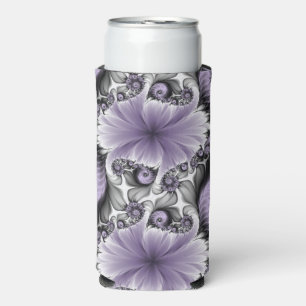 Lilac Illusion Abstract Floral Fractal Art Fantasy Seltzer Can Cooler