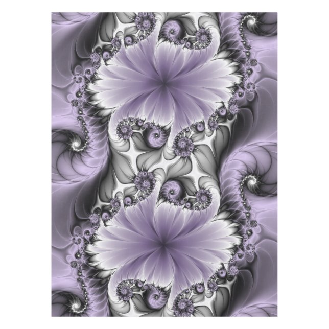 Lilac Illusion Abstract Floral Fractal Art Fantasy Tablecloth (Front)