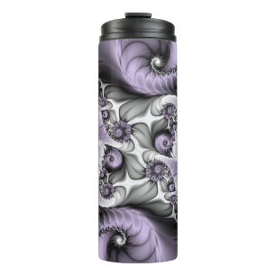 Lilac Illusion Abstract Floral Fractal Art Fantasy Thermal Tumbler