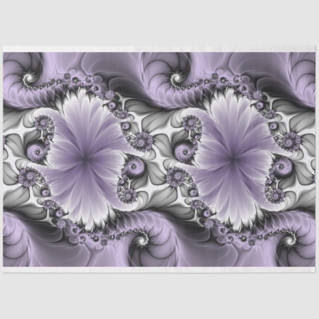 Lilac Illusion Abstract Floral Fractal Art Fantasy Tissue Paper (Front)