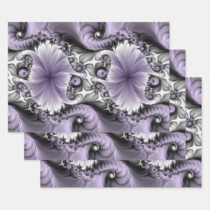 Lilac Illusion Abstract Floral Fractal Art Fantasy Wrapping Paper Sheet