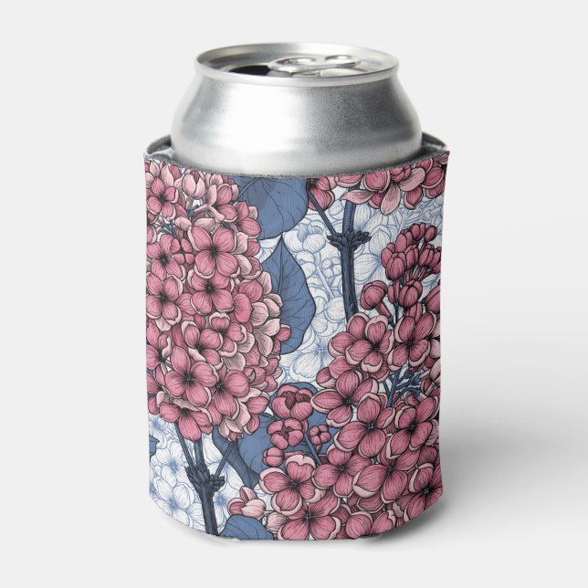 Lilac in pink and blue can cooler (Can Front)