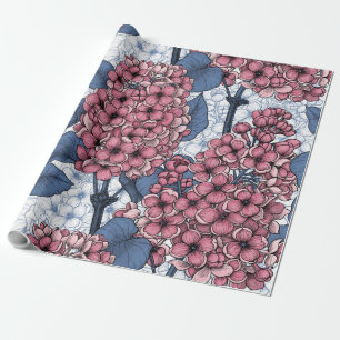 Lilac in pink and blue wrapping paper