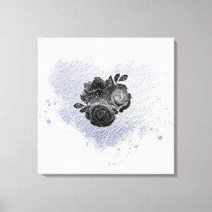 *~* Lilac Iridescent Heart Flower Text Personalize Canvas Print