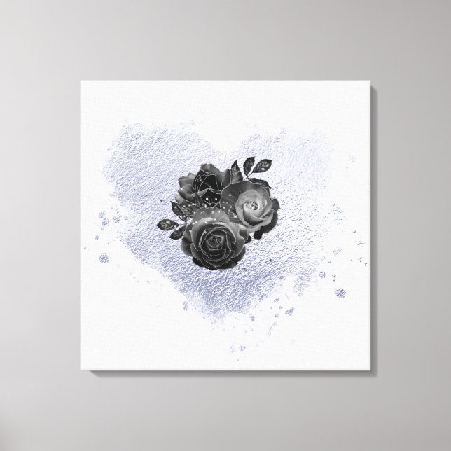 *~* Lilac Iridescent Heart Flower Text Personalize Canvas Print (Front)