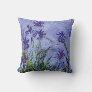 Lilac Irises Claude Monet Fine Art Throw Pillow