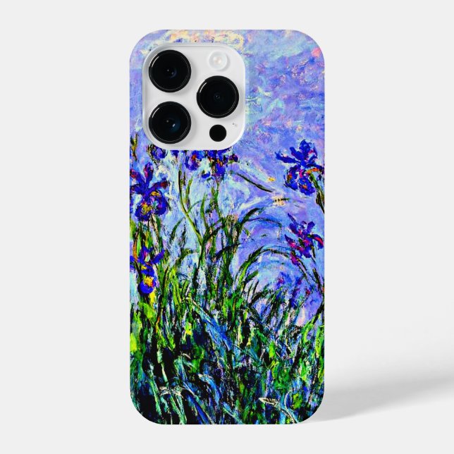 Lilac Irises, famous Monet painting, iPhone Case (Back)