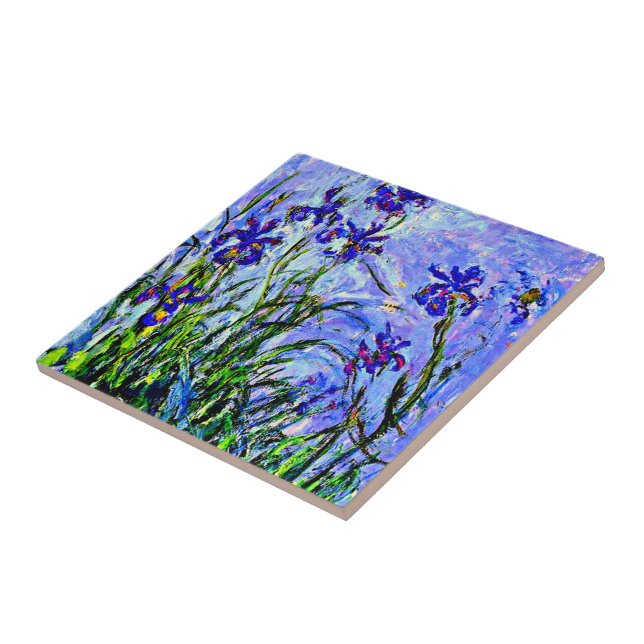 Lilac Irises fine art by Claude Monet, Tile (Side)