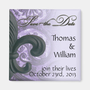 lilac "iron fleur de lis" SAVE THE DATE - Fr Magnet