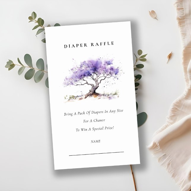 Lilac Jacaranda Tree Diaper Raffle Baby Shower Enclosure Card (Creator Uploaded)