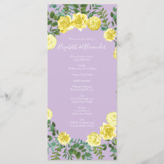 Lilac jaune clair violet Rose Programmes de mariag