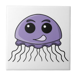 Lilac Jellyfriend Cartoon Tile