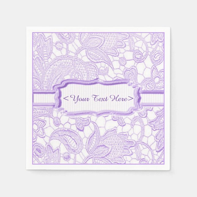 Lilac Lace Elegant Purple Personalized Napkins (Front)