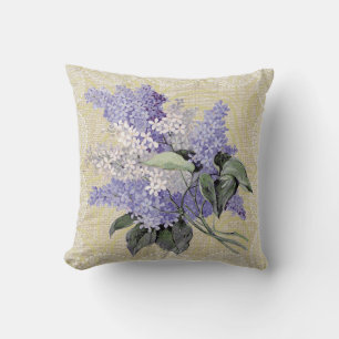 Lilac & lace floral vintage pillow