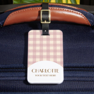 lilac lavander pale purple preppy gingham checked luggage tag