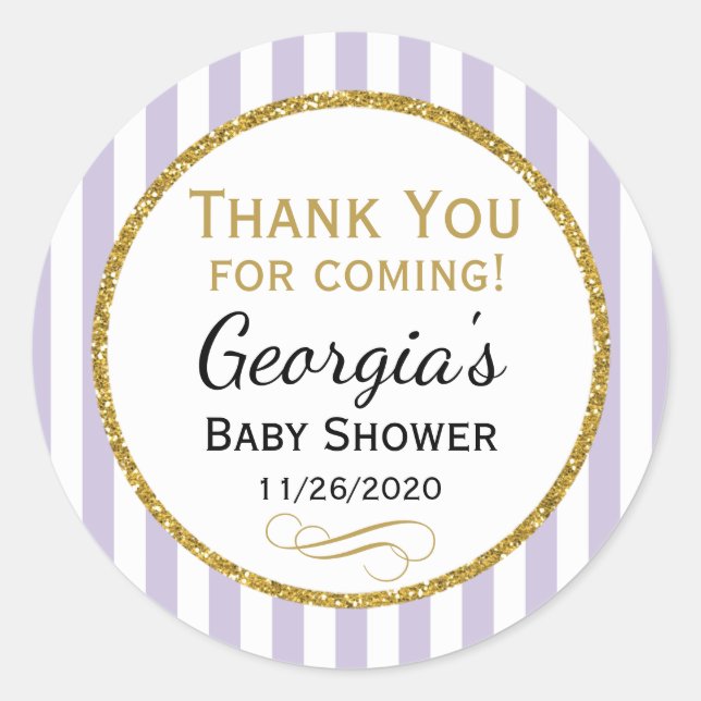 Lilac Lavender Baby Shower Thank You Favour Tag (Front)