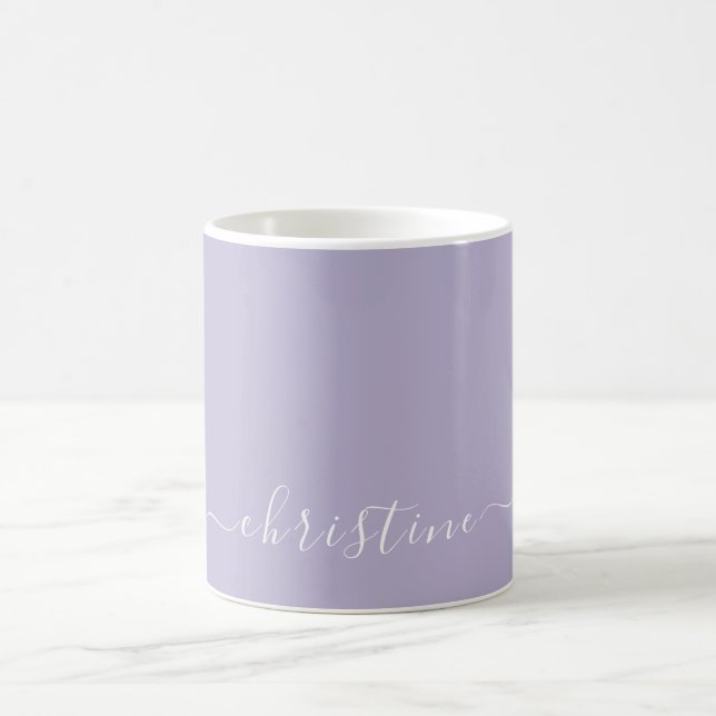 Lilac Lavender C123 & White Minimalist Name Custom Coffee Mug (Center)
