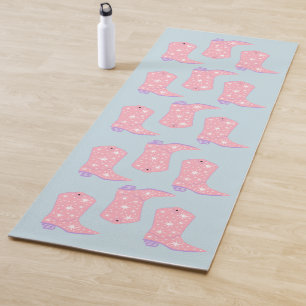 Lilac Lavender Cowgirl Boots Rodeo Pattern Yoga Mat