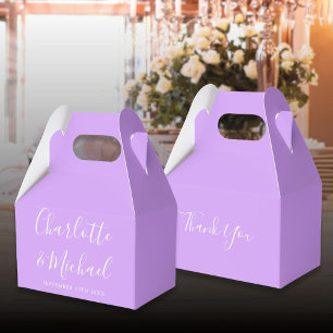 Lilac Lavender Elegant Signature Script Wedding Favor Box