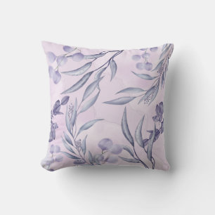 Lilac Lavender Floral Throw Pillow